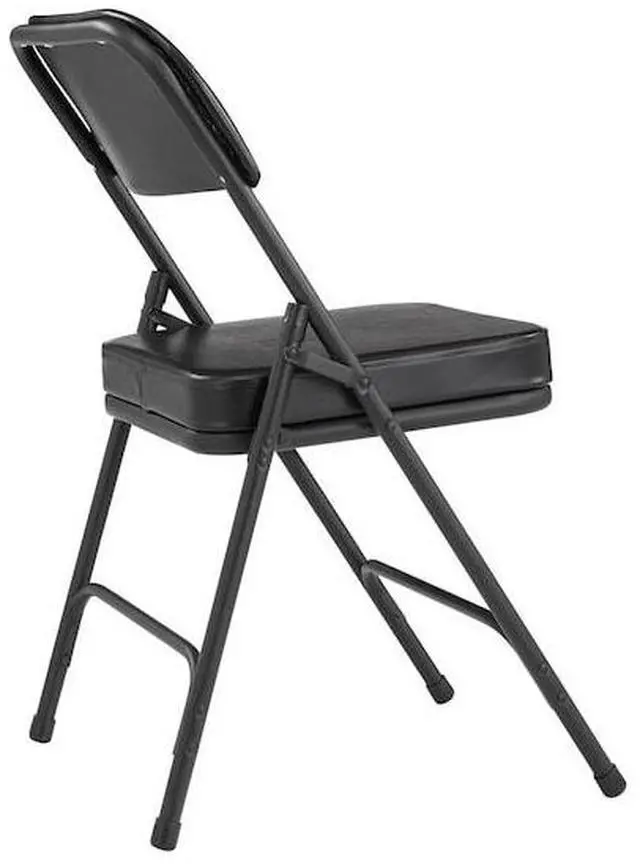 Alt view image 5 of 8 - NPS 3210 3200 Series 2" Vinyl Upholstered Double Hinge Folding Chair - Supports Up to 300 lb - 18.5" Seat Height - Black - 2/Carton
