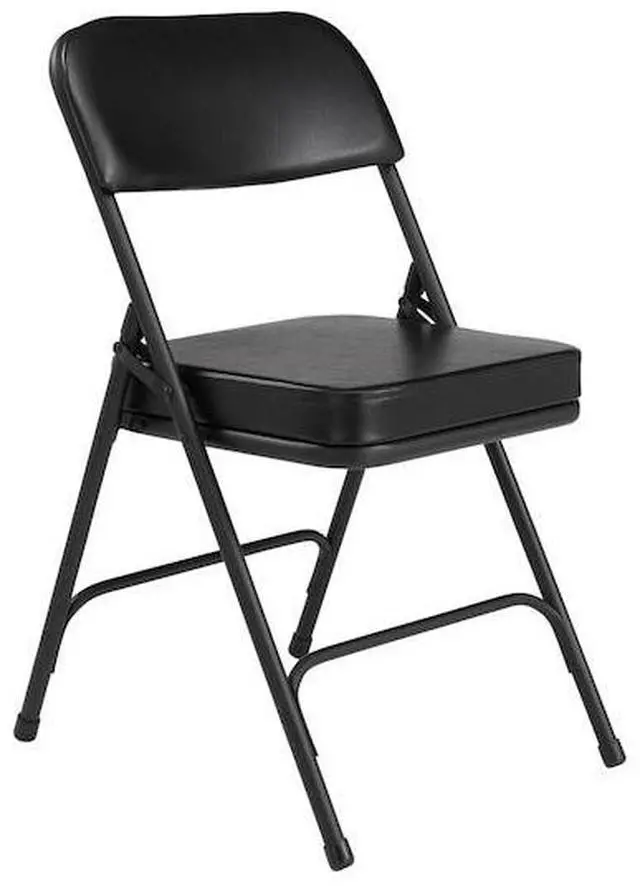 Alt view image 3 of 8 - NPS 3210 3200 Series 2" Vinyl Upholstered Double Hinge Folding Chair - Supports Up to 300 lb - 18.5" Seat Height - Black - 2/Carton