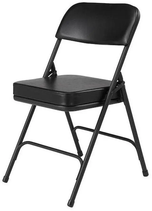 Alt view image 4 of 8 - NPS 3210 3200 Series 2" Vinyl Upholstered Double Hinge Folding Chair - Supports Up to 300 lb - 18.5" Seat Height - Black - 2/Carton