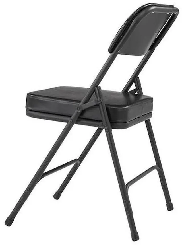 Alt view image 6 of 8 - NPS 3210 3200 Series 2" Vinyl Upholstered Double Hinge Folding Chair - Supports Up to 300 lb - 18.5" Seat Height - Black - 2/Carton