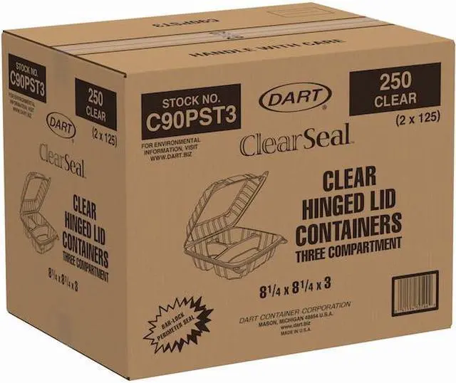 Alt view image 10 of 13 - Dart ClearSeal Hinged-Lid Plastic Containers 8 1/4 x 3 x 8 1/4 Clear 125/PK 2 PK
