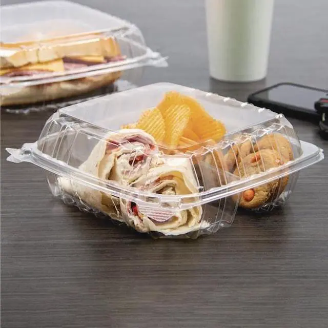 Alt view image 11 of 13 - Dart ClearSeal Hinged-Lid Plastic Containers 8 1/4 x 3 x 8 1/4 Clear 125/PK 2 PK