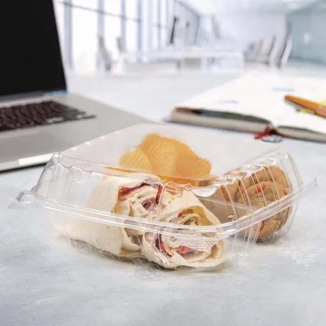 Alt view image 12 of 13 - Dart ClearSeal Hinged-Lid Plastic Containers 8 1/4 x 3 x 8 1/4 Clear 125/PK 2 PK