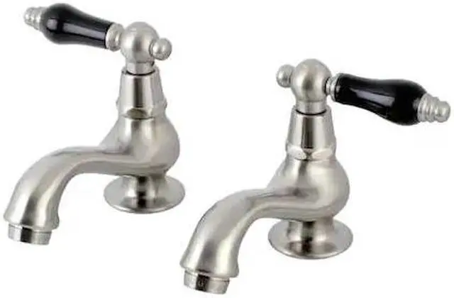 Alt view image 2 of 3 - Kingston Brass KS1108PKL Basin Tap Faucet with Cross Handle, Satin Nickel