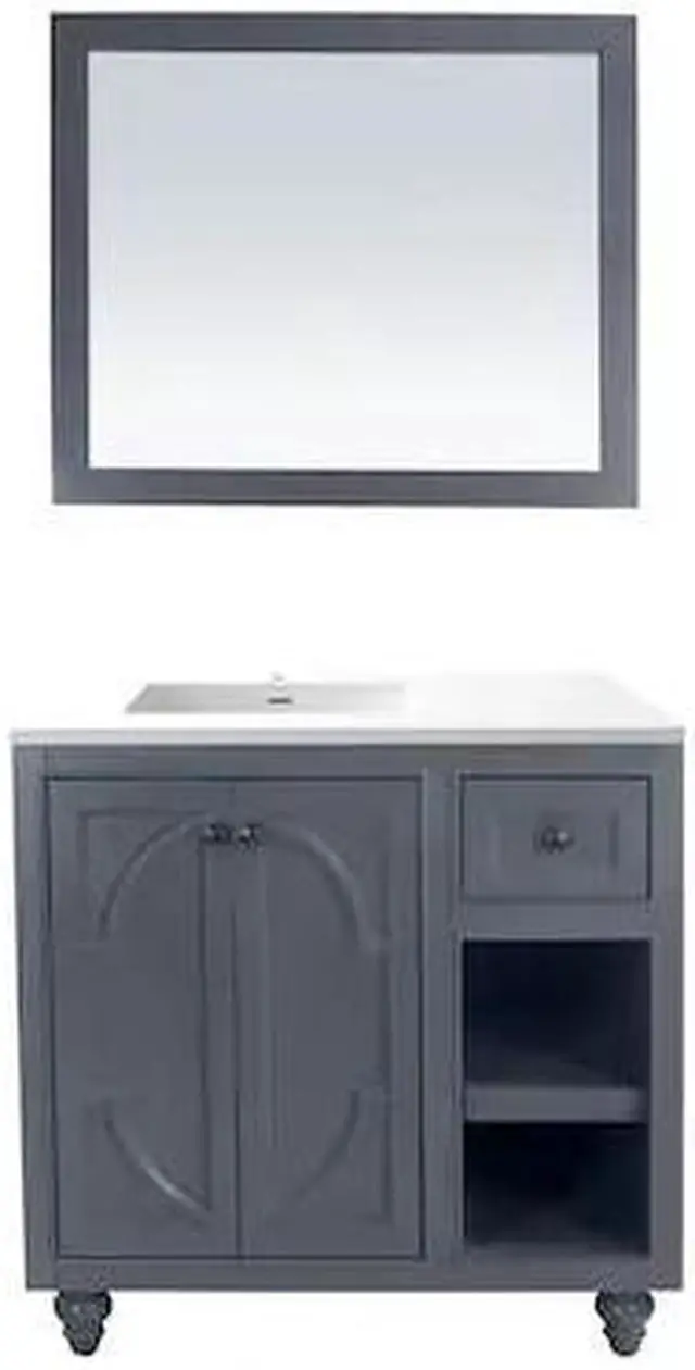 Alt view image 4 of 9 - Odyssey - 36 - Maple Grey Cabinet + Matte White VIVA Stone Solid Surface Countertop