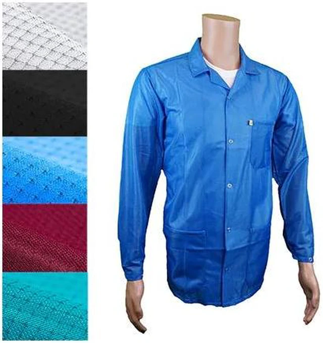Main image of TRANSFORMING TECHNOLOGIES JKC9024SPBK ESD Jacket, 3/4ths Length, Lapel Collar,