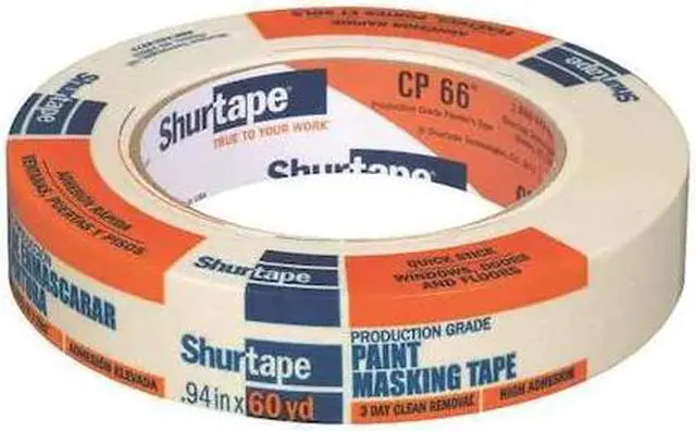 Alt view image 2 of 10 - Shurtape CP 66 Contractor Grade, High Adhesion Masking Tape, 18mm x 55m, Natural, 1 Roll 100778
