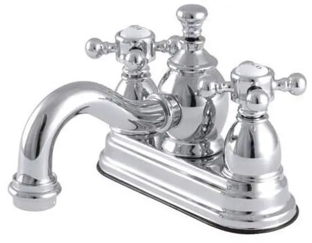 Alt view image 8 of 11 - Kingston Brass KS7101BX 4 in. Centerset Lavatory Faucet with Heritage Spout & Metal Cross Handle, Polished Chrome
