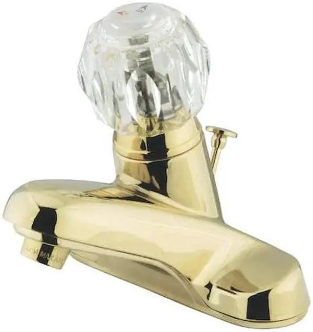 Alt view image 2 of 2 - SINGLE ACRYLIC HANDLE 4 CNTR SET PB, BRASS-Polish Brass Finish