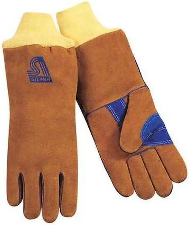 Main image of STEINER 2119B-KSC-L Welding Gloves, Knit Cuff, Wing Thumb, Premium Cowhide, L,