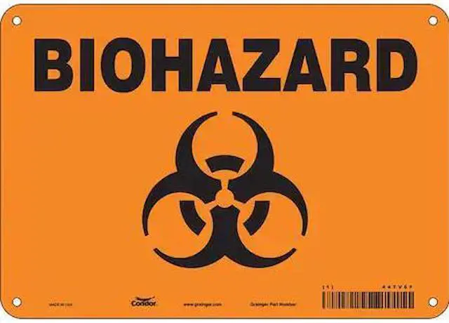 Main image of CONDOR 447V61 Biohazard Sign, 7 in H, 10 in W, Vertical Rectangle, English,