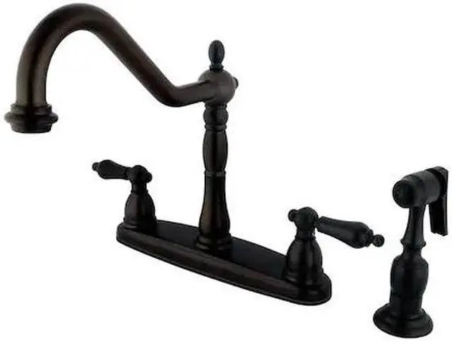 Alt view image 2 of 3 - Kingston Brass KB175.ALBS Heritage Centerset Kitchen Faucet with Metal Lever Han, Oil Rubbed Bronze