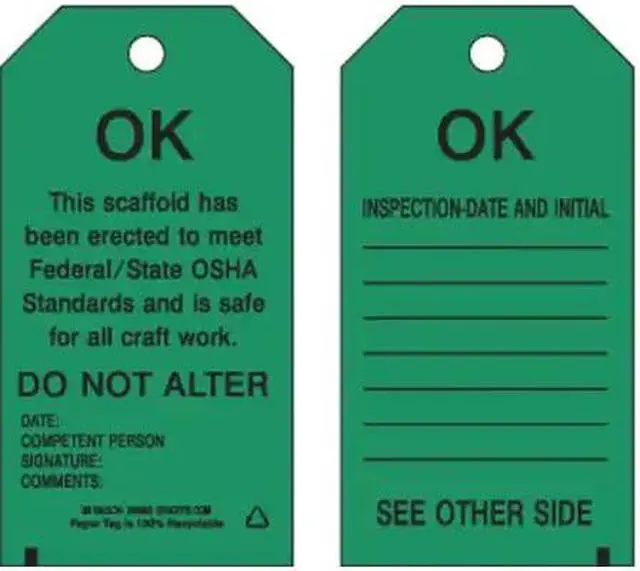 Alt view image 2 of 5 - BRADY 86452 Scaffold OK Tag,5-3/4 x 3 In,Met,PK10