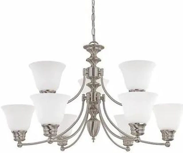 Main image of NUVO 60-3256 Empire 9-Light 32 in. Chandelier with Frosted White Glass