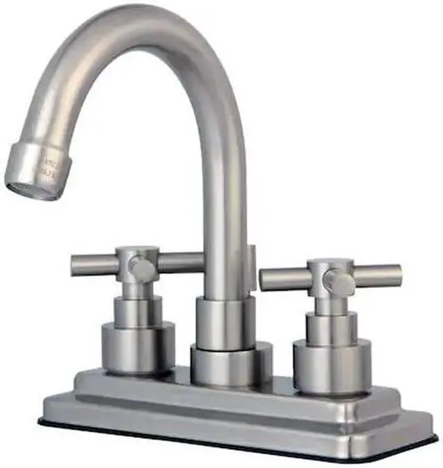 Alt view image 4 of 6 - Kingston Brass Ks8668Ex Twin Lever Handles 4 Inch Centerset Lavatory Faucet - Satin Metal Finish