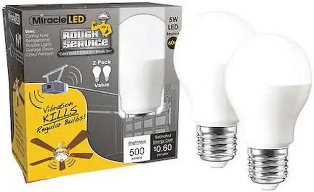Main image of MIRACLE LED 602113 5 W, Compact LED Bulb, White, A15, 6500K Temp. Frosted,