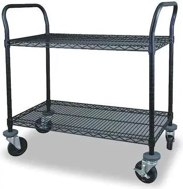 Main image of ZORO SELECT 2HDN7 Wire Cart,2 Shelf,48x18x39,Black