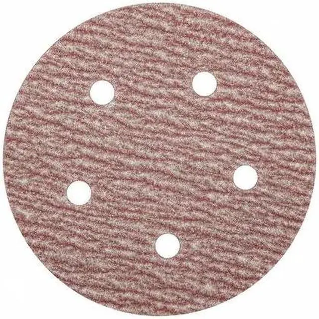 Main image of ZORO SELECT 05539520305 Hook-and-Loop Sanding Disc, 5" Dia, 5 Hole, Aluminum
