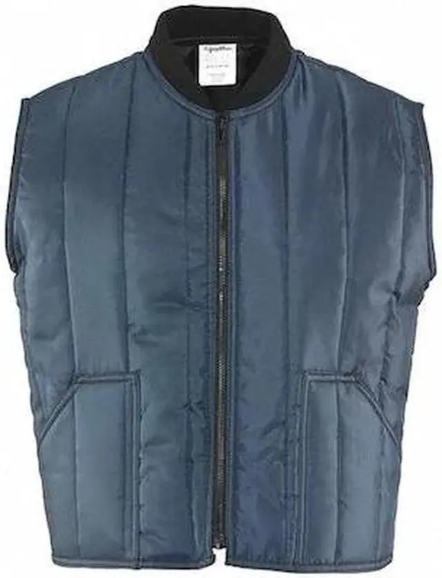 Alt view image 4 of 4 - RefrigiWear Men's Econo-Tuff Warm Lightweight Fiberfill Insulated Workwear Vest (Navy Blue, XL)