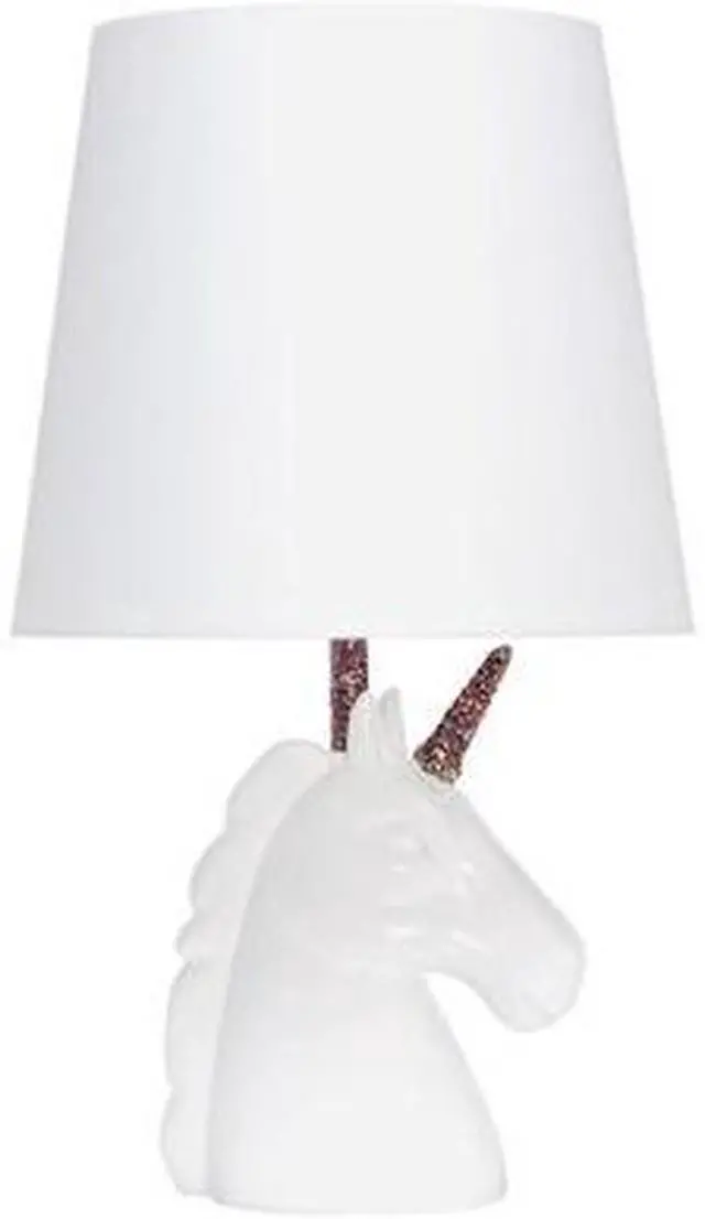 Alt view image 7 of 14 - Simple Designs Sparkling Rainbow and White Unicorn Table Lamp