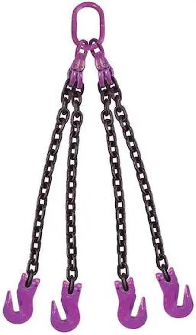 Main image of US CARGO CONTROL 38G100QOG-10 3/8" x 10' - 4 Leg Chain Sling w/ Grab Hooks -