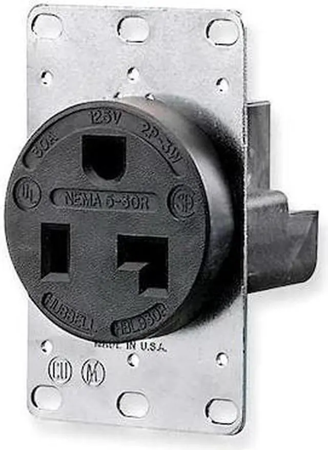 Alt view image 3 of 4 - HUBBELL WIRING DEVICE-KELLEMS HBL9308 Straight Blade Receptacle, 5-30R, 30 A,