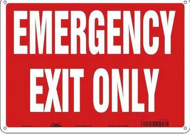 Main image of CONDOR 467R56 Exit Sign, Plastic, 14" W, 10" H, Emergency Exit Only, Red, White