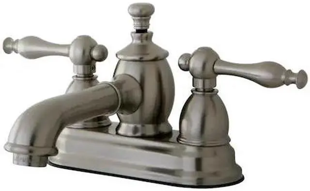 Alt view image 3 of 8 - Kingston Brass KS7008NL 4 in. Centerset Lavatory Faucet with Heritage Spout & Metal Lever Handle, Satin Nickel
