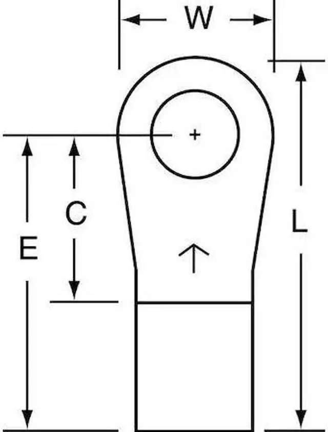 Alt view image 3 of 3 - 3M M6-14R/SX Ring Terminal, 1/4 in Stud Size, 6 AWG, 1,000 V, Bare Insulated,