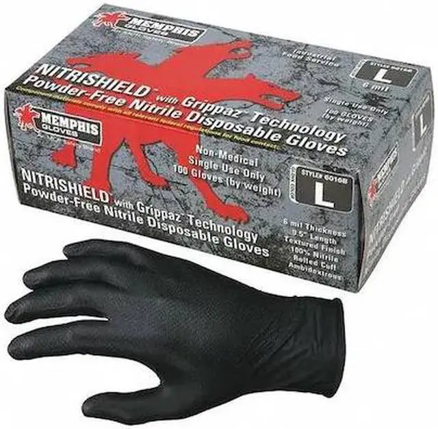 Main image of MCR SAFETY 6016BM NitriShield with Grippaz, Nitrile Disposable Gloves, 6 mil