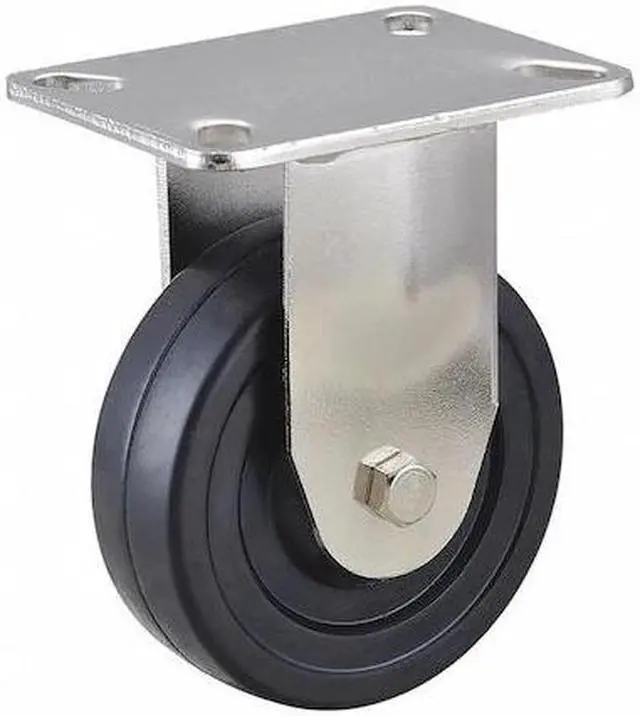 Main image of ZORO SELECT 33H920 Rigid NSF-Listed Plate Caster,Rubber,4 in., 200 lb.