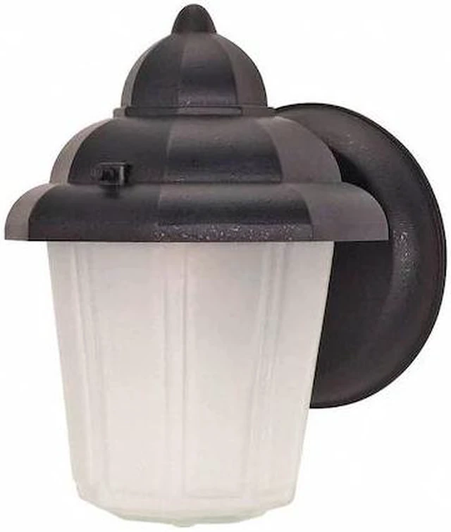 Main image of NUVO 60-641 1-Light 9 in. Wall Lantern Hood Lantern with Satin Frosted Glass