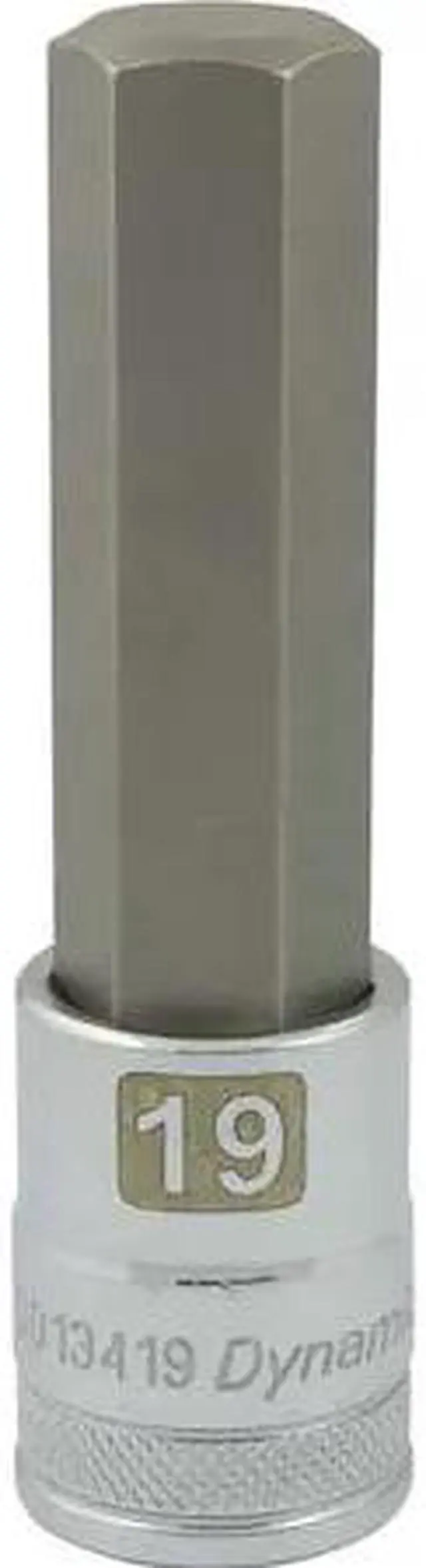 Main image of DYNAMIC D013419 Tools 1/2" Drive Metric Hex Head, 19mm Long Bit, Chrome Finish