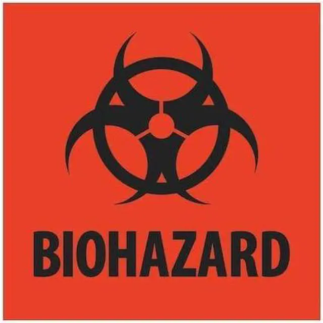 Alt view image 3 of 3 - Tape Logic DL1283 4 x 4 in. - Biohazard Fluorescent Red Labels - Roll of 500