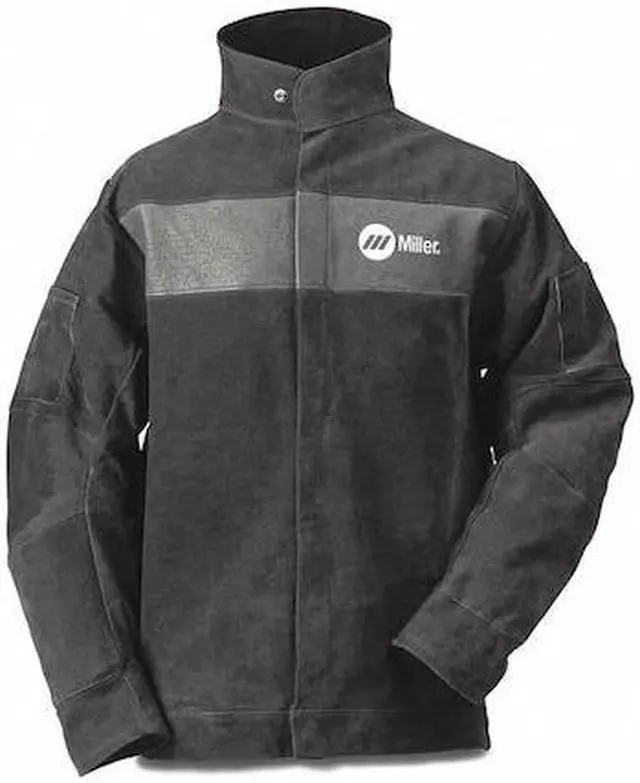 Main image of MILLER ELECTRIC 273212 Welding Jacket, S, 2 oz Pigskin, Snaps Closure