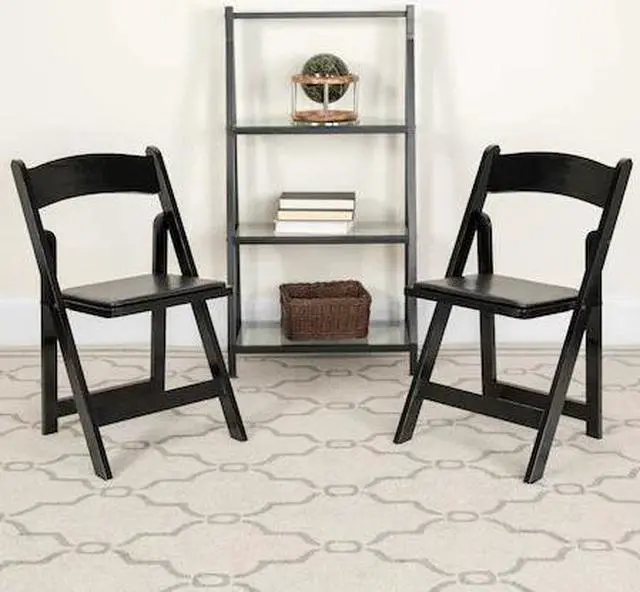 Main image of 4 Pk. HERCULES Series Black Wood Folding Chair with Vinyl Padded Seat
