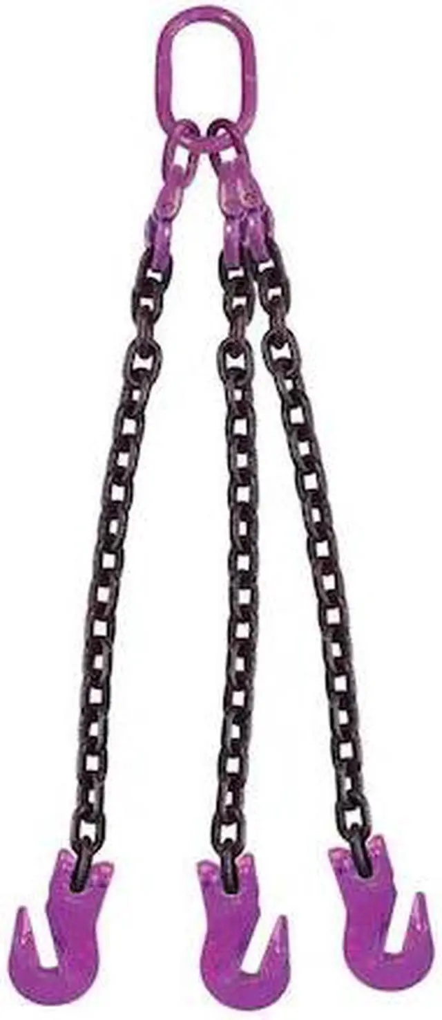 Main image of US CARGO CONTROL 516G100TOG-12 5/16" x 12' - 3 Leg Chain Sling w/ Grab Hooks -