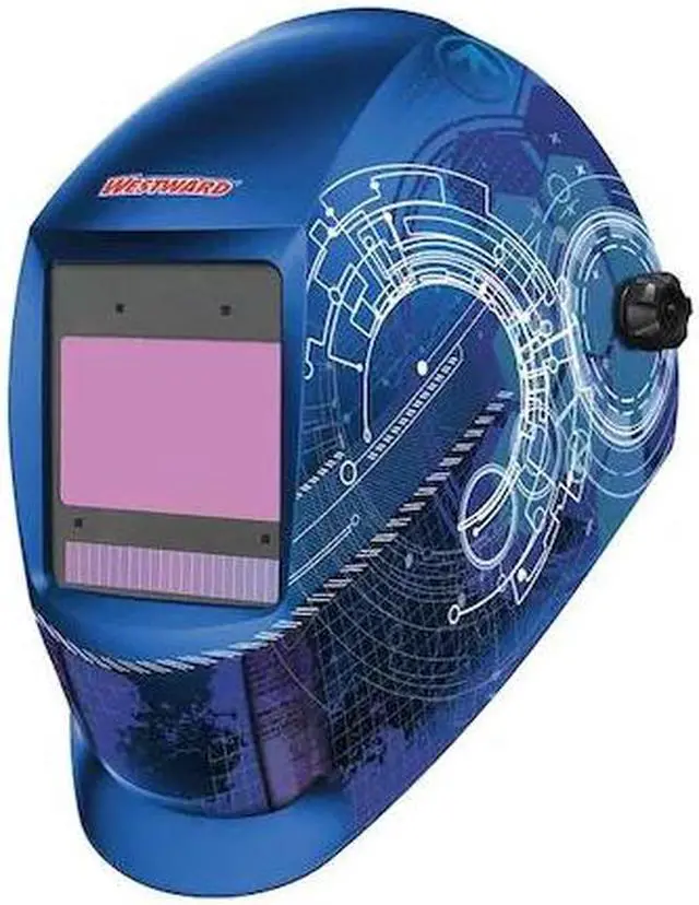 Main image of WESTWARD 44R236 Auto Dark Welding Helmet, Shade 5-8/8-13, Blue/White