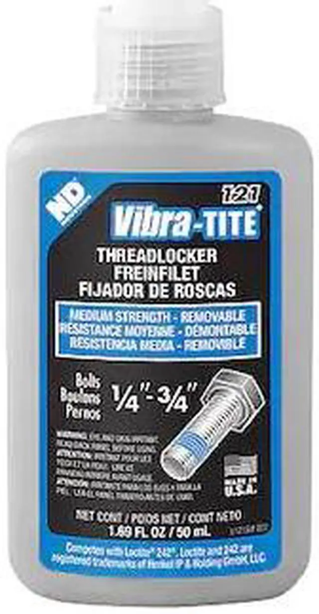 Alt view image 2 of 2 - Vibra-tite 121 Series Medium-Strength Threadlocker, Blue Liquid, 50mL Bottle