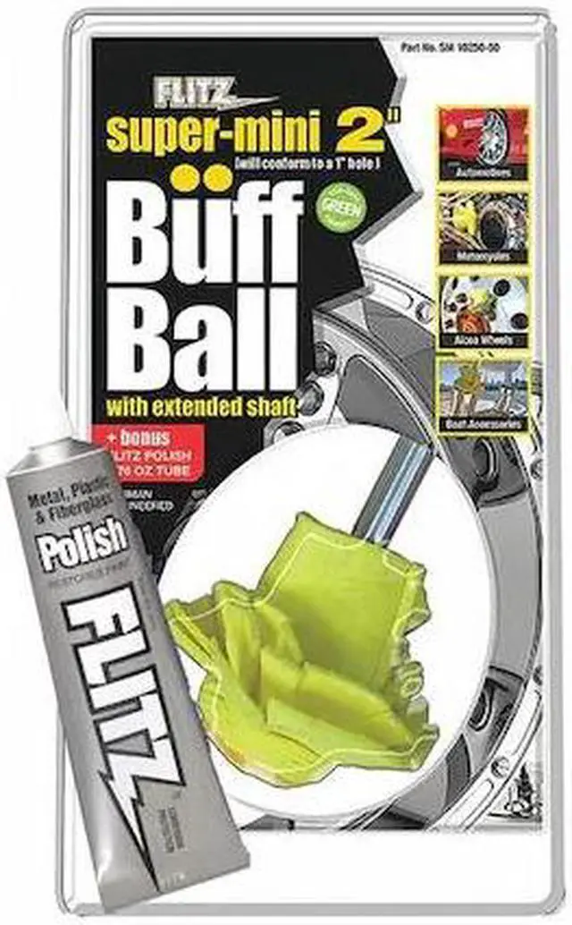 Alt view image 6 of 6 - Flitz Buff Ball - Super Mini 2" - Yellow w/1.76oz Tube Flitz Polish