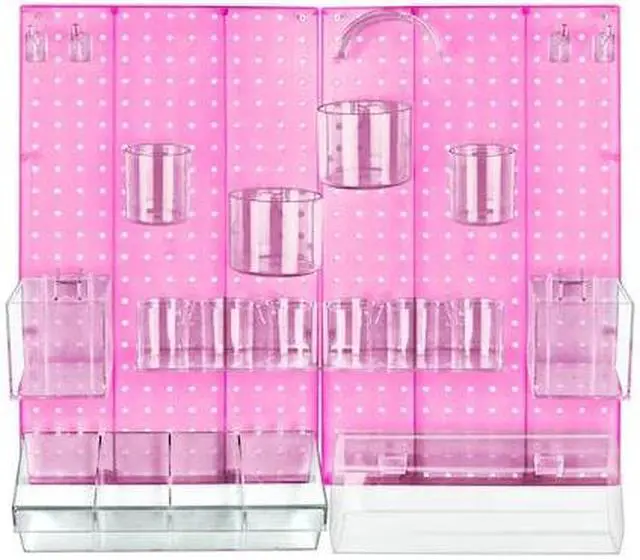 Main image of AZAR DISPLAYS 900944-PNK 24-Piece Pink Pegboard Organizer Kit with 2 Panels and