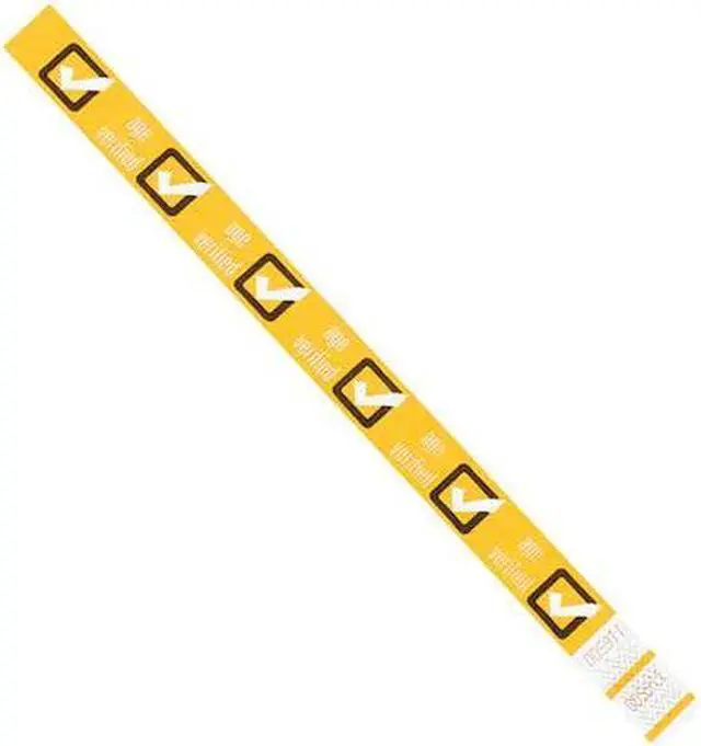 Main image of TYVEK WR102YE Tyvek Wristbands, 3/4" x 10", Yellow "Age Verified", PK500