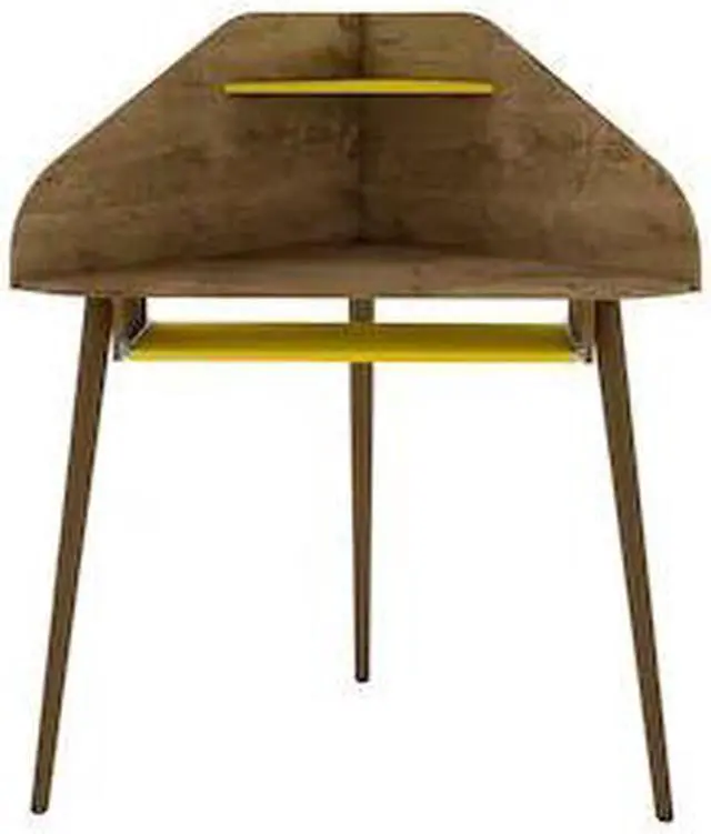 Alt view image 12 of 18 - Bradley Corner Desk with Keyboard Shelf in Rustic Brown and Yellow