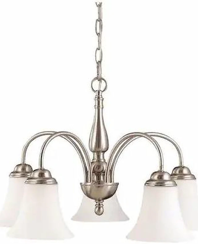 Main image of NUVO 60-1822 Dupont 5-Light 21 in. Chandelier with Satin White Glass