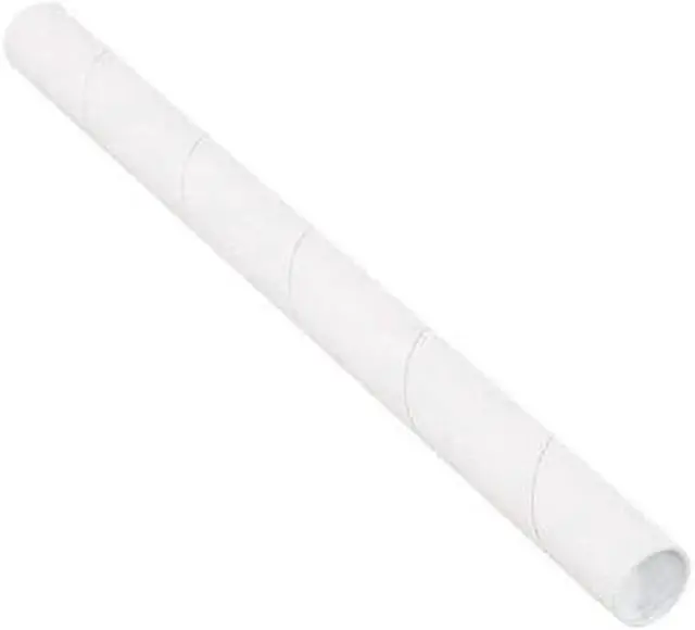 Main image of PARTNERS BRAND P1512W Mailing Tubes with Caps, 1-1/2" x 12", White, PK50