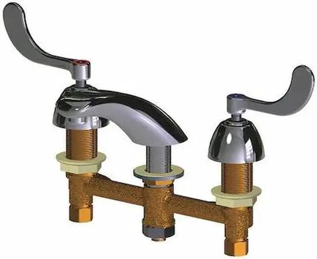 Main image of CHICAGO FAUCET 404-E74-317XKAB Manual Low Arc Bathroom Faucet, 8" Mount,