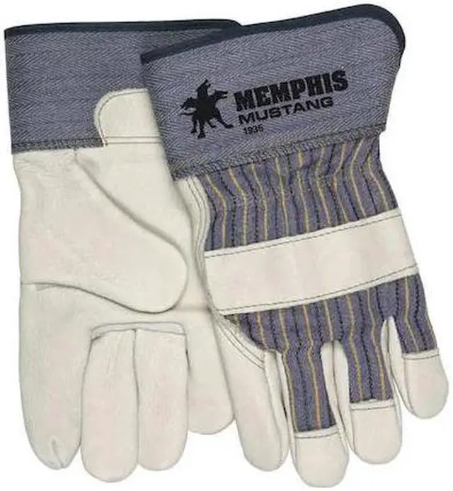 Alt view image 2 of 2 - Leather Palm Gloves, Cowhide, White, S, Pr
