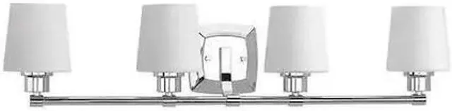 Alt view image 3 of 3 - Glance Bath Vanity, 4-Light, Polished Chrome, Etched White Linen Glass, 30.5"W (P300019-015 1VQVL)