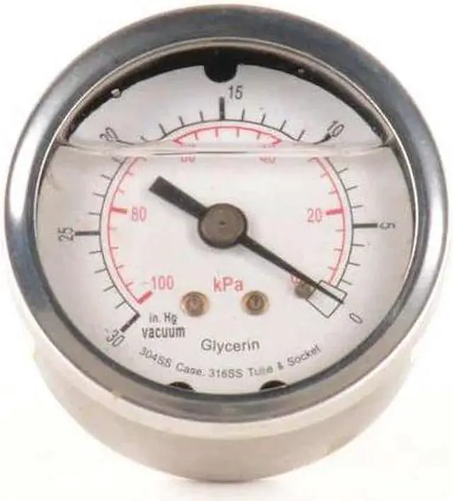 Main image of ZORO SELECT 4CFN6 Vacuum Gauge,Liquid Filled,2 In