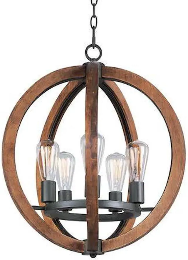 Main image of MAXIM 20917APAR Bodega Bay 5-Light 18" Wide Anthracite Chandelier
